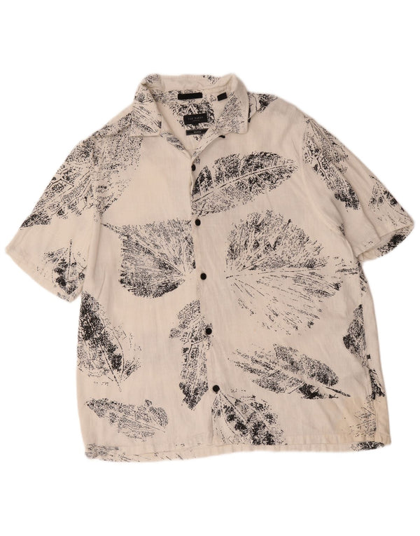 Ted Baker Camisa de manga corta para hombre, ajuste relajado, talla 5 XL, color blanco floral