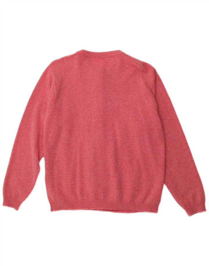 VINTAGE Mujer Cardigan Suéter Reino Unido 16 Lana Rosa Grande