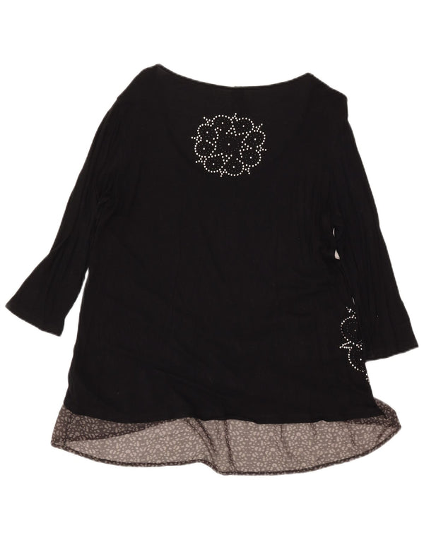 DESIGUAL Top gráfico para mujer manga 3/4 ES 40 XL Viscosa con estampado animal negro