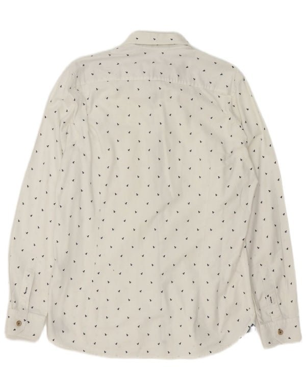 Ted Baker - Camisa con estampado abstracto para hombre, talla 4, algodón blanco grande