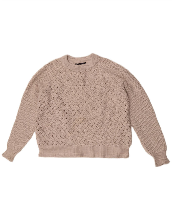 Marks & Spencer Suéter Corto con Cuello Redondo para Mujer UK 44 Medium Beige