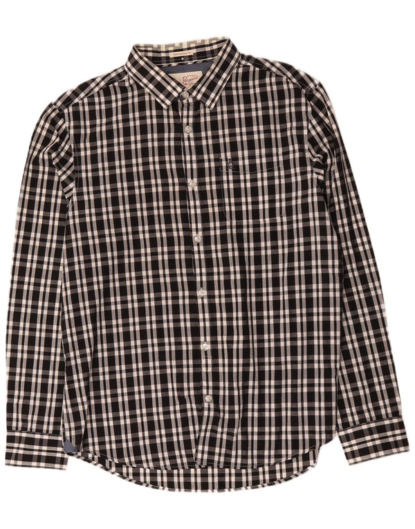 Camisa de corte slim Heritage Heritage de Penguin para hombre, talla grande, de algodón a cuadros negros