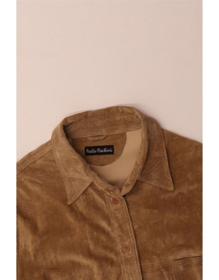 PAOLO CONTINI Camisa de ante para mujer EU 44 XL Beige