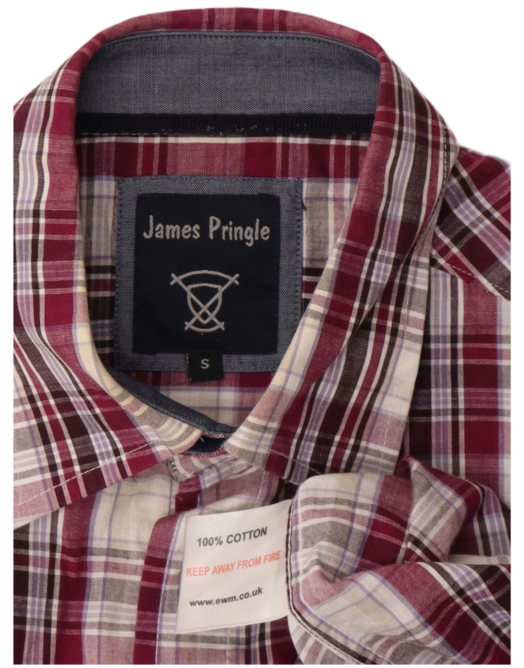 James Pringle - Camisa de manga corta para hombre, algodón a cuadros, color morado