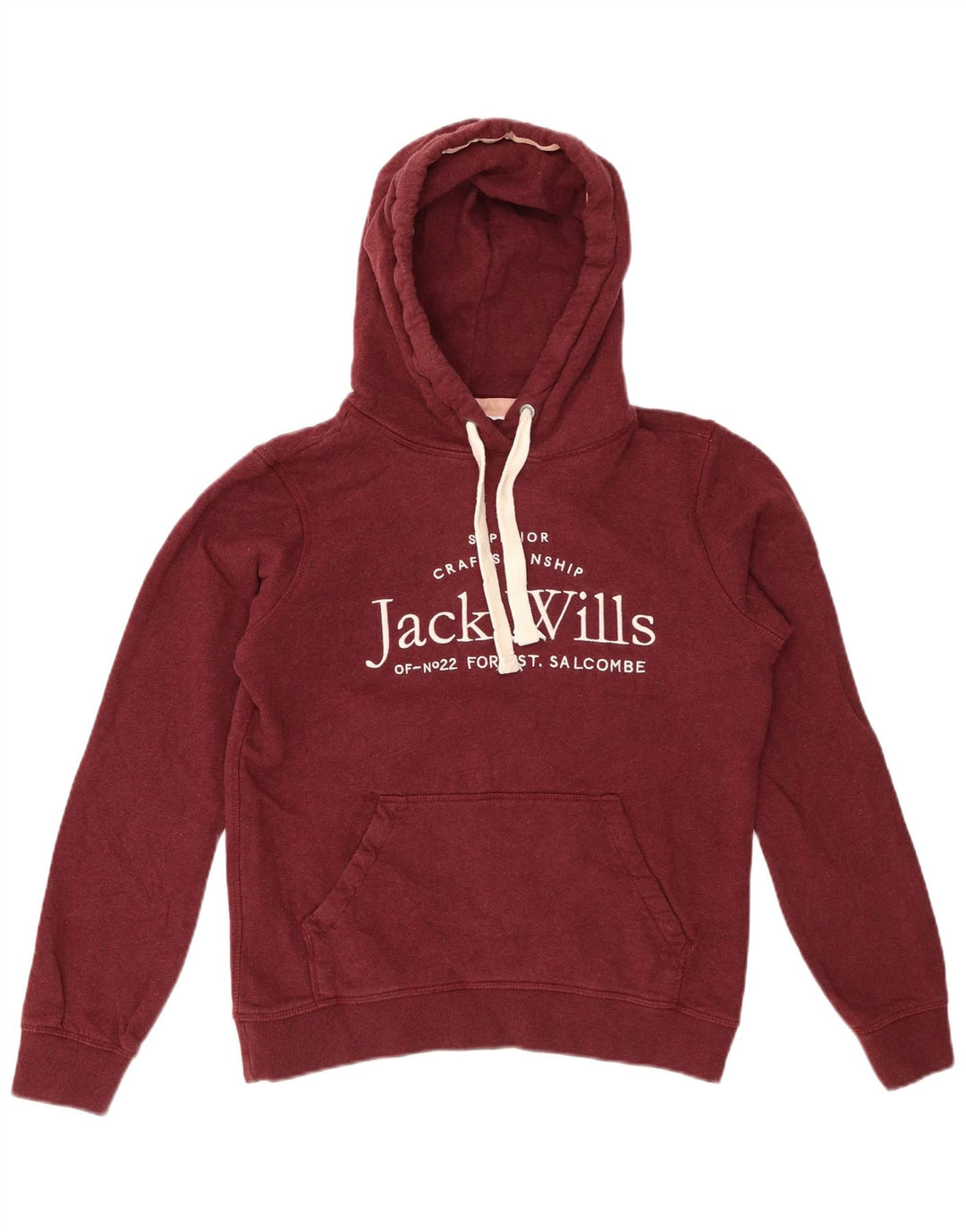 Jack Wills Sudadera con capucha gráfica para mujer UK 8 Small Borgoña Algodón