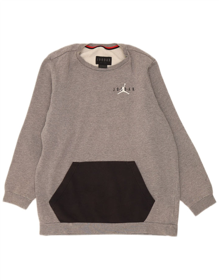 Jordan - Sudadera con estampado gráfico para hombre, jersey de algodón con bloques de color gris grande