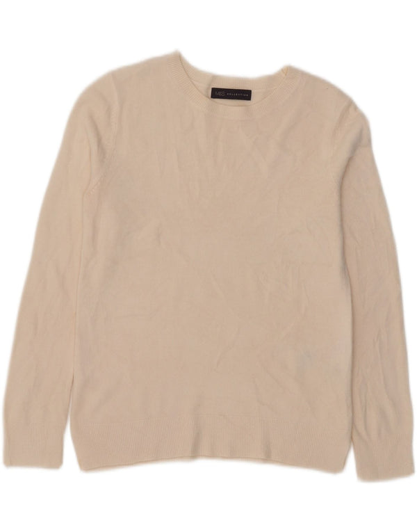 Marks & Spencer Suéter de Cuello Redondo para Mujer UK 10 Small Beige Acrílico