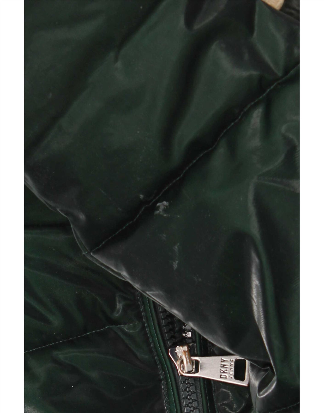 Dkny Chaqueta acolchada extragrande con capucha para mujer UK 10 Small Green Poliéster