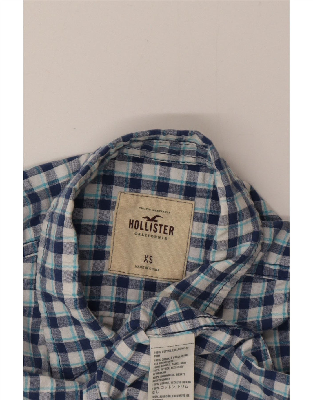 Camisa Hollister para mujer Reino Unido 6 XS Algodón a cuadros azul