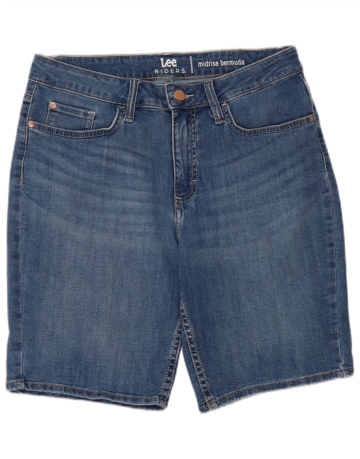 LEE Mujeres Riders Mid Rise Bermuda Denim Shorts US 10 Grande W30 Azul