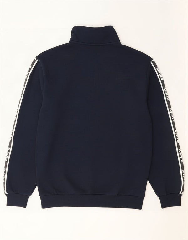 Kappa Hombre Graphic Zip Neck Sudadera Jumper Large Azul Marino Algodón