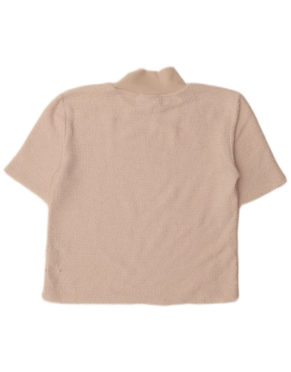 Zara Camiseta Mujer Top UK 12 Medium Off White Poliéster