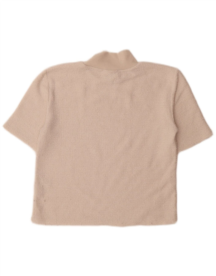 Zara Camiseta Mujer Top UK 12 Medium Off White Poliéster