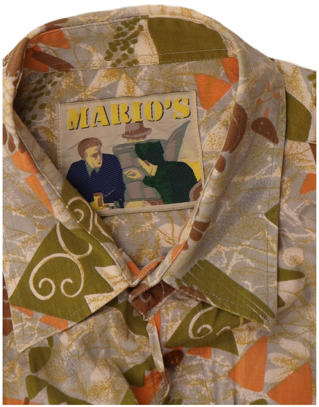 Mario's Camisa de manga corta para hombre grande multicolor geométrico