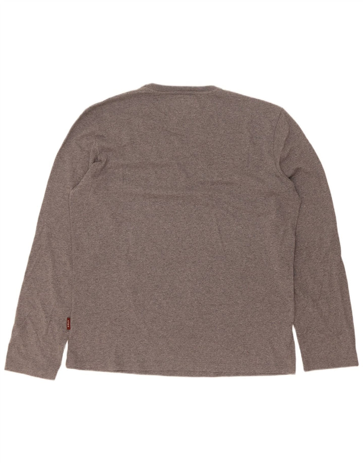 Sisley Mens Graphic Top Manga Larga XL Algodón Gris