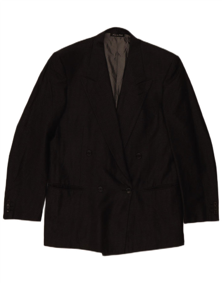 Pal Zileri Chaqueta tipo blazer con doble botonadura para hombre IT 48 Seda a cuadros negra mediana