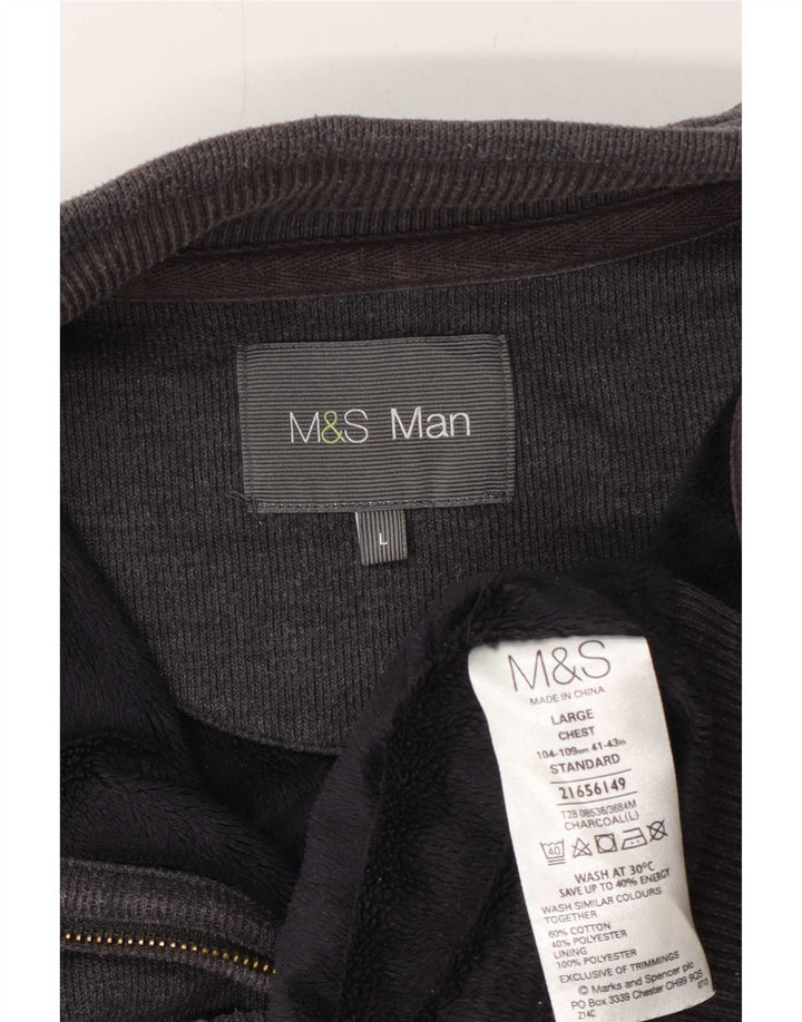 Marks & Spencer Chaqueta de chándal para hombre, talla grande, algodón gris