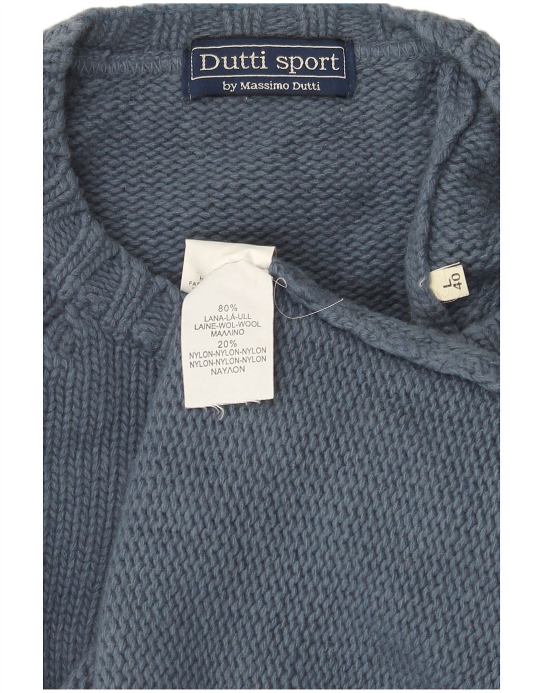 Massimo Dutti Jersey Hombre Cuello Redondo Lana Fair Isle Azul Grande