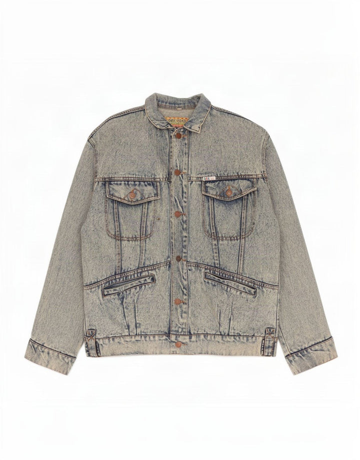 Vintage hombres chaqueta de mezclilla Reino Unido 40 azul grande
