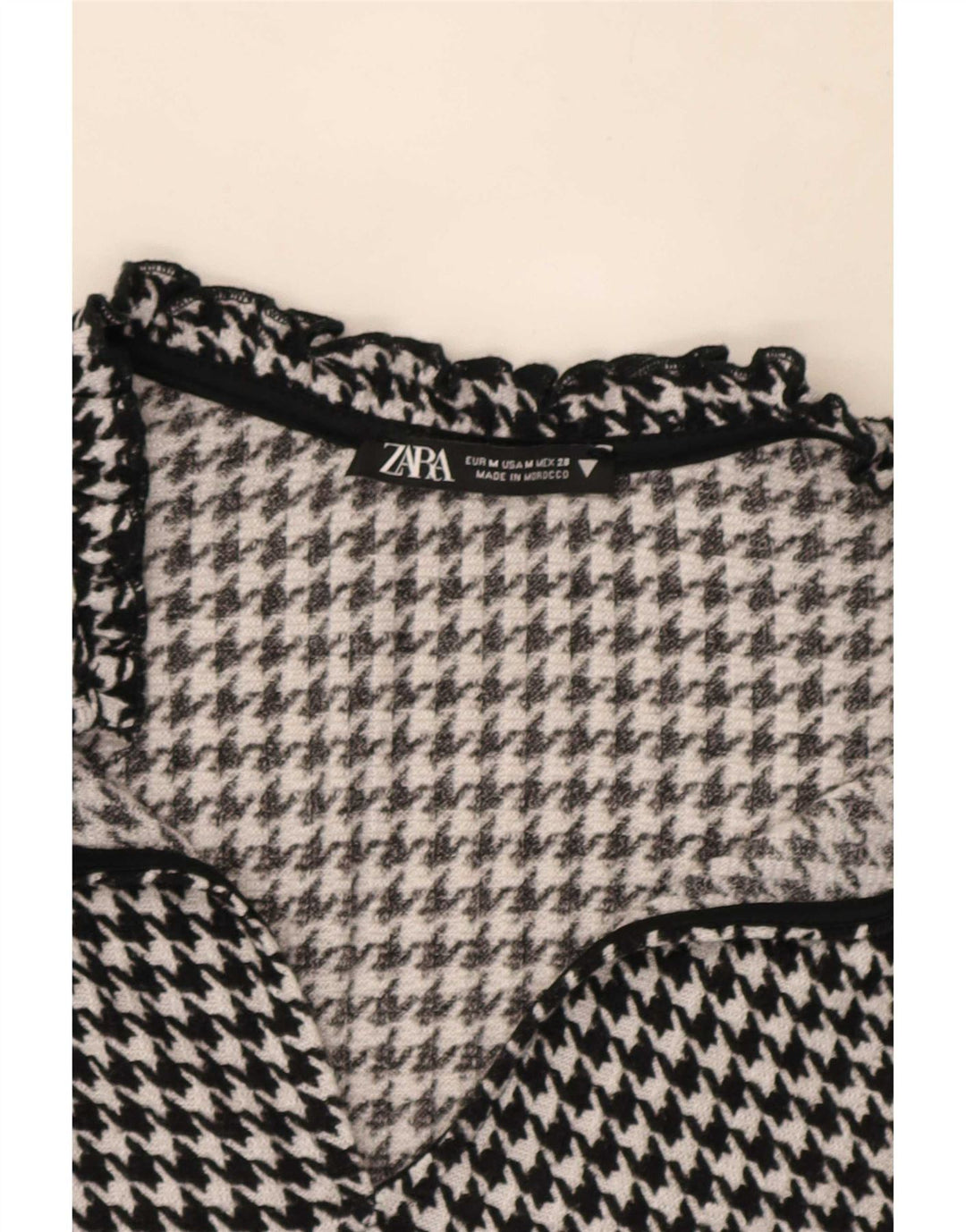 Zara Vestido Acampanado De Manga Larga Para Mujer UK 44 Medium Black Houndstooth