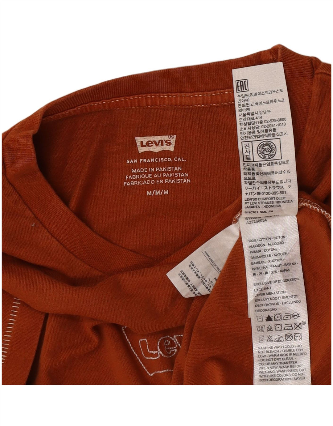 Levi's Camiseta para mujer Top UK 44 Algodón naranja mediano