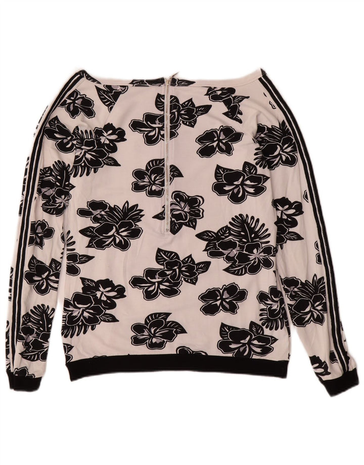 LIU JO Sudadera para mujer Jumper UK 10 Small White Floral Viscosa