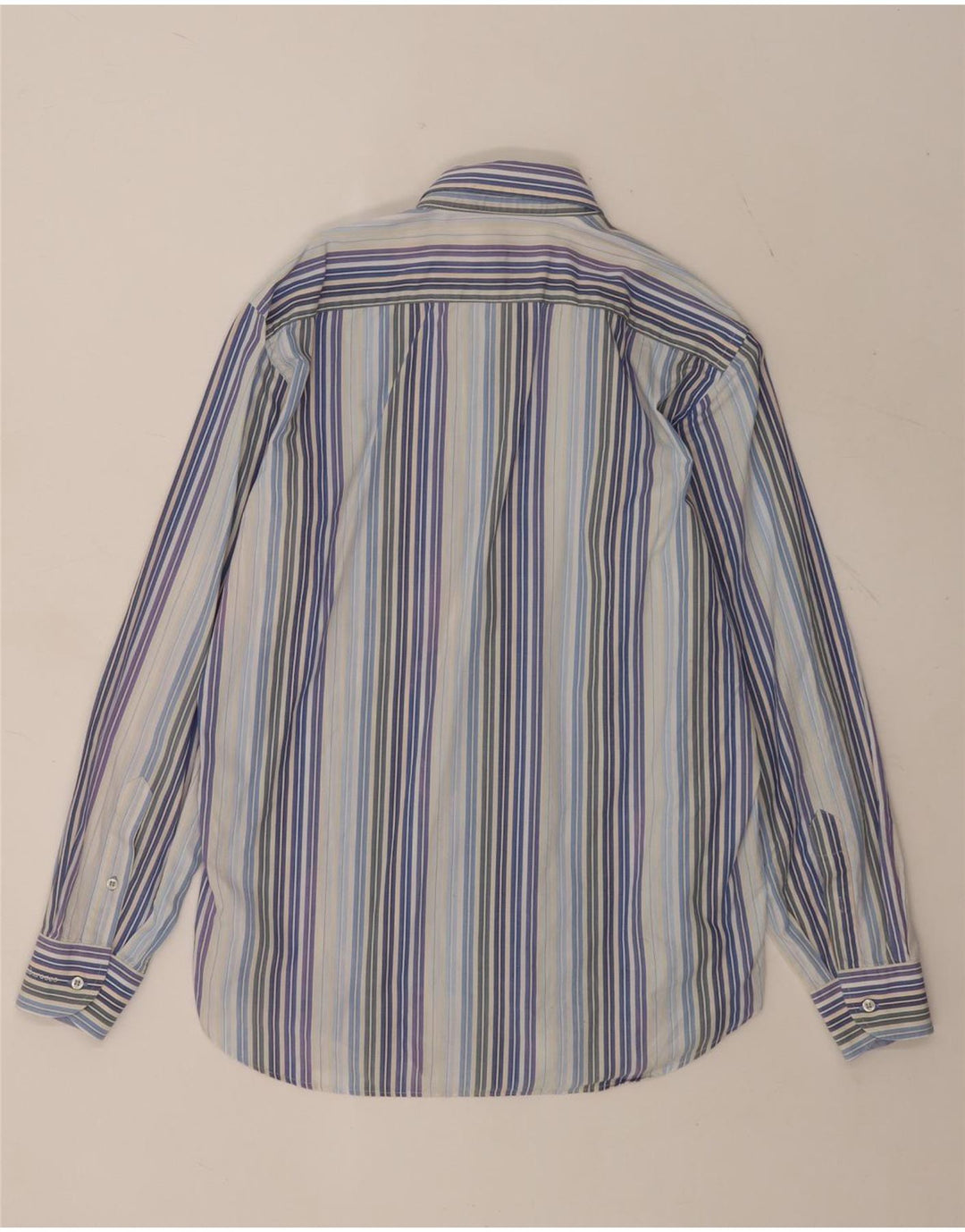 Roccobarocco Camisa para hombre Talla 40 15 3/4 Algodón a rayas azul medio