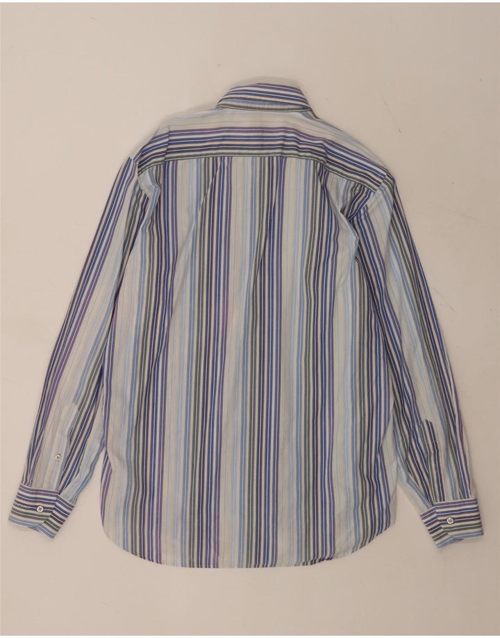 Roccobarocco Camisa para hombre Talla 40 15 3/4 Algodón a rayas azul medio