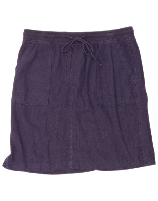 Marks & Spencer Falda recta para mujer UK 14 Large W34 Lino azul marino