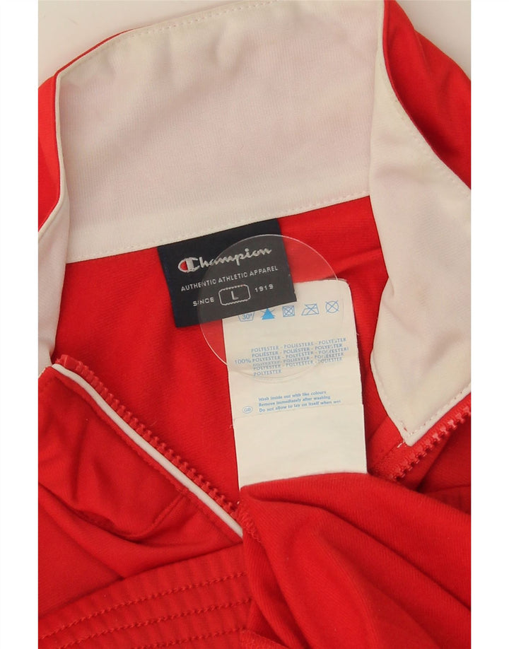 CHAMPION Chaqueta superior de chándal para hombre Poliéster con bloques de color rojo grande