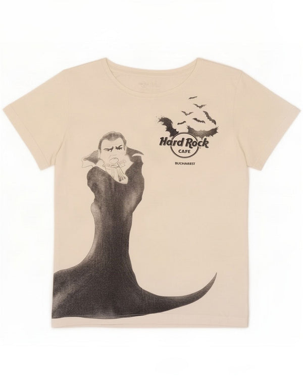 Hard Rock Cafe Camiseta gráfica Bucarest para mujer Top UK 12 Medium White