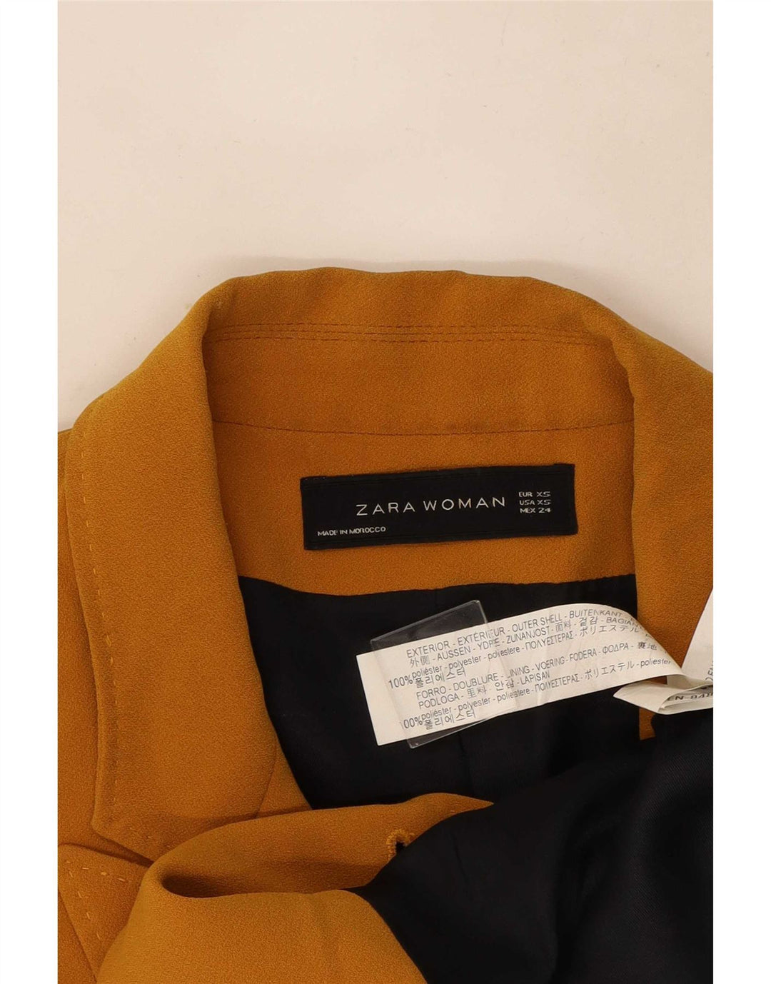 Zara Mujer Abrigo Extragrande De Doble Botonadura UK 6 XS Poliéster Amarillo