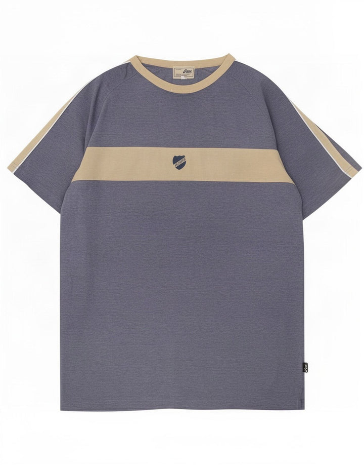 Asics - Camiseta para hombre, color azul medio, algodón color block