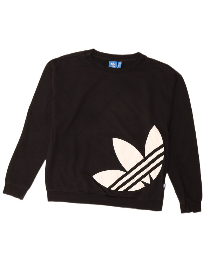 ADIDAS Sudadera gráfica para mujer Jumper UK 12 Mediano Algodón negro