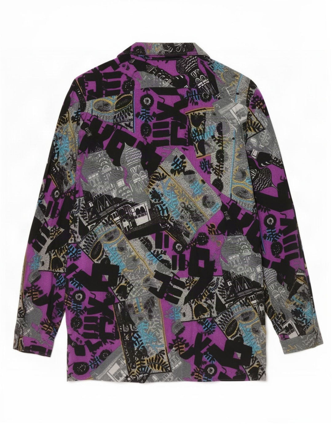 Vintage mujer patrón abstracto camisa Reino Unido 14 medio multicolor