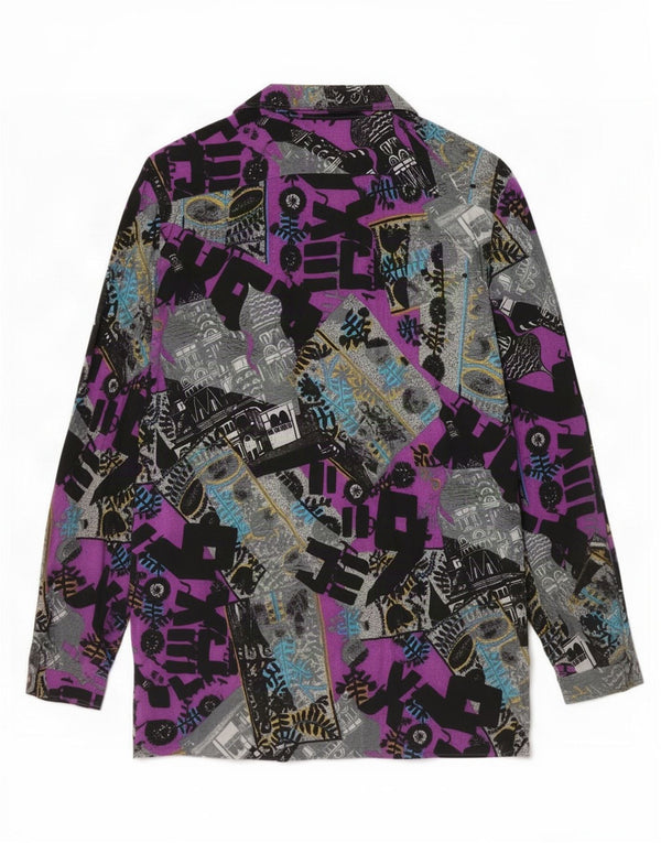 Vintage mujer patrón abstracto camisa Reino Unido 14 medio multicolor