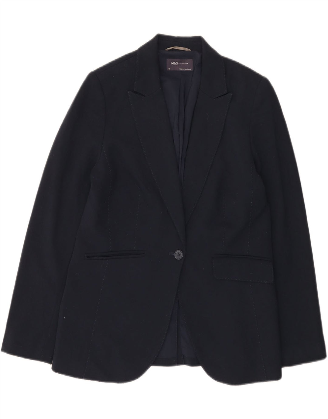 Marks & Spencer Chaqueta tipo blazer con 1 botón para mujer, talla 44, talla mediana, azul marino