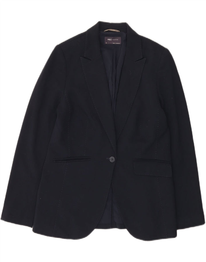 Marks & Spencer Chaqueta tipo blazer con 1 botón para mujer, talla 44, talla mediana, azul marino