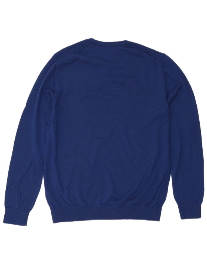 Marks & Spencer Jersey de cuello redondo para hombre de lana merino azul grande