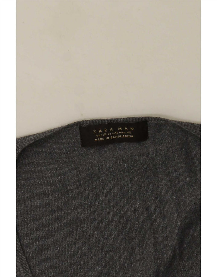 Zara Hombre Jersey Cuello Pico Jersey XL Gris