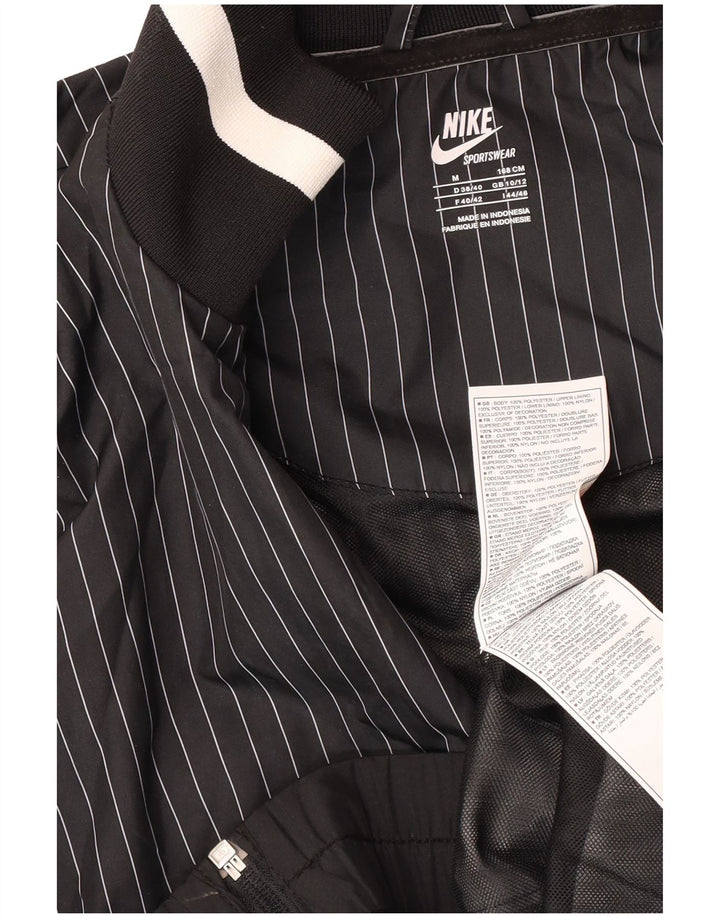 Nike - Chaqueta de chándal para mujer, talla M, color negro, poliéster a rayas