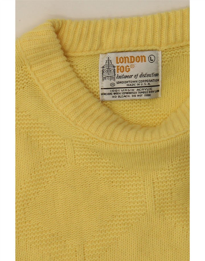 LONDON FOG Suéter de cuello redondo para mujer Reino Unido 16 Acrílico amarillo grande