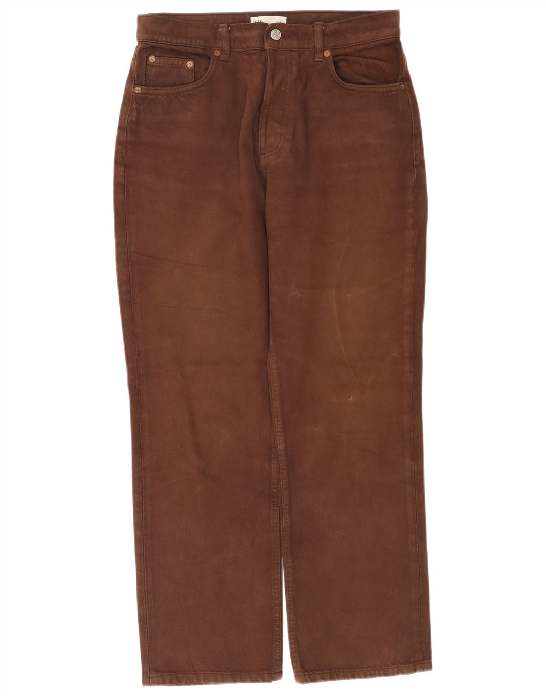 Zara Jeans Rectos De Tiro Alto Para Mujer EU 40 Medium W30 L28 Marrón