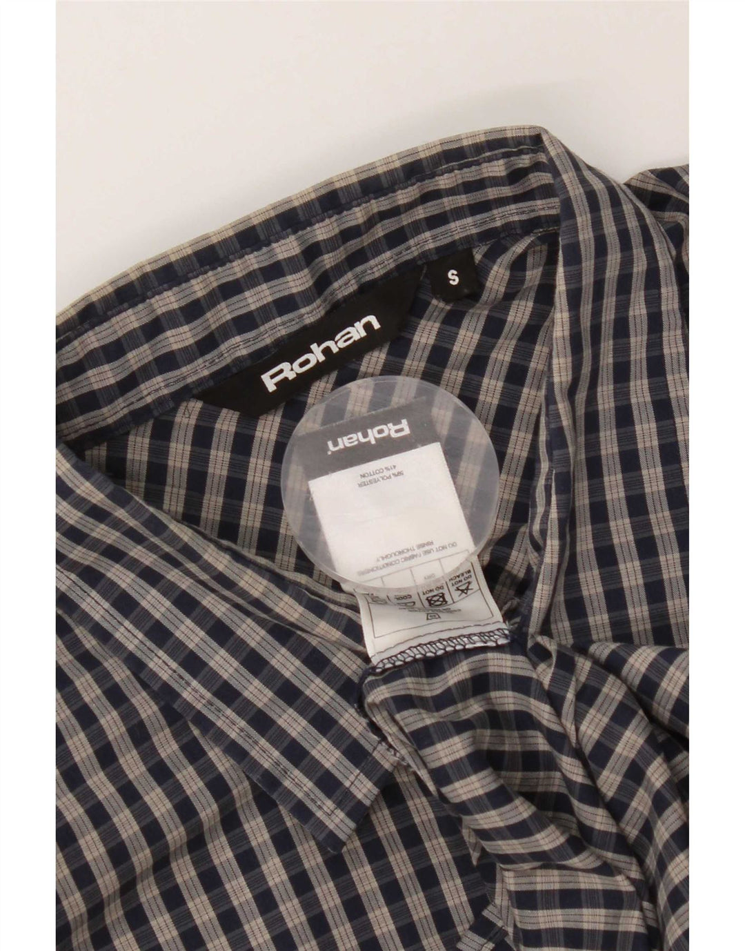 Rohan Camisa De Manga Corta Para Hombre Pequeña Poliéster A Cuadros Azul Marino
