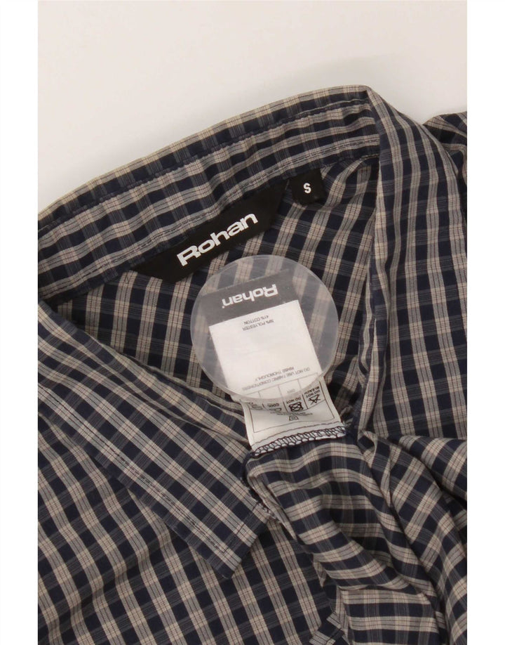 Rohan Camisa De Manga Corta Para Hombre Pequeña Poliéster A Cuadros Azul Marino