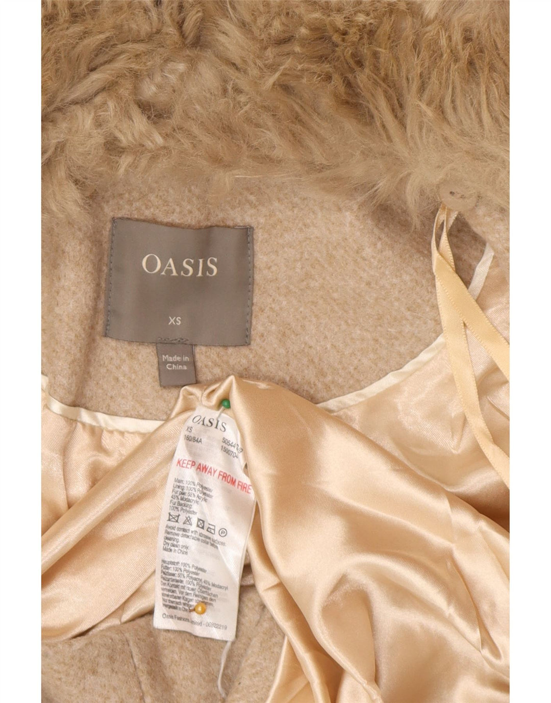 Abrigo Oasis para mujer UK 6 XS Beige Poliéster