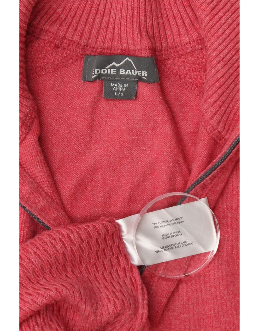 EDDIE BAUER Suéter tipo jersey con cremallera para mujer Reino Unido 40 Grande Algodón rosa