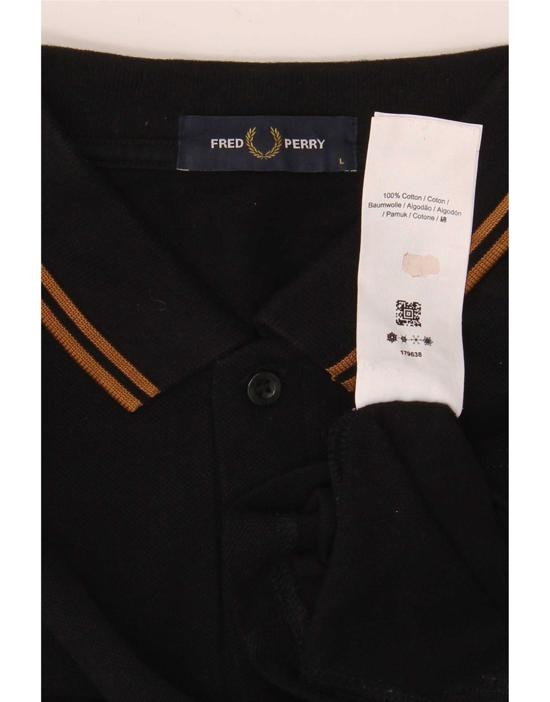 Fred Perry Polo para hombre grande de algodón negro