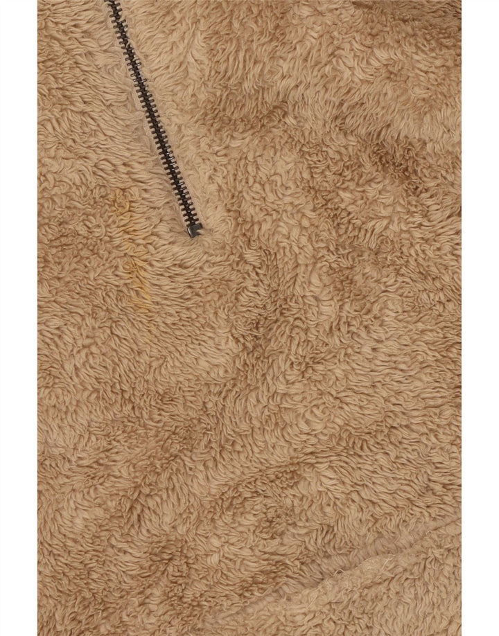 ZARA Hombre Jersey Polar Con Capucha Large Beige