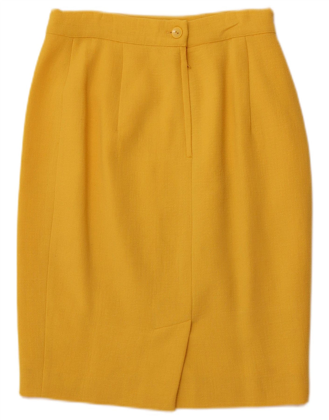 VINTAGE Mujer 4 Botones 2 Piezas Falda Set IT 44 Medio W26 Lana Amarilla
